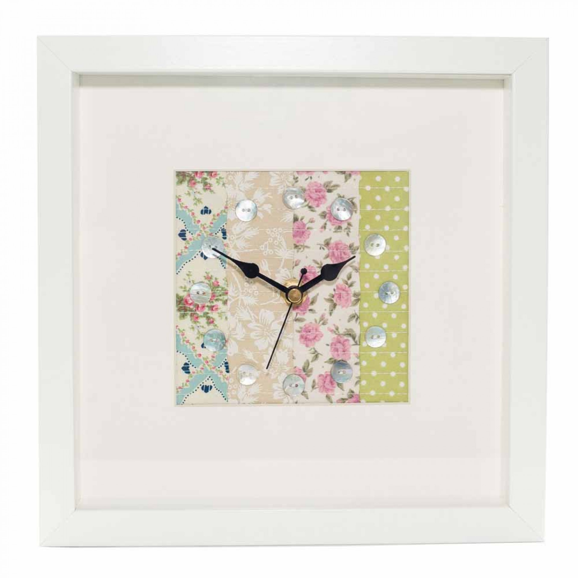 Red Patchwork Button Clock