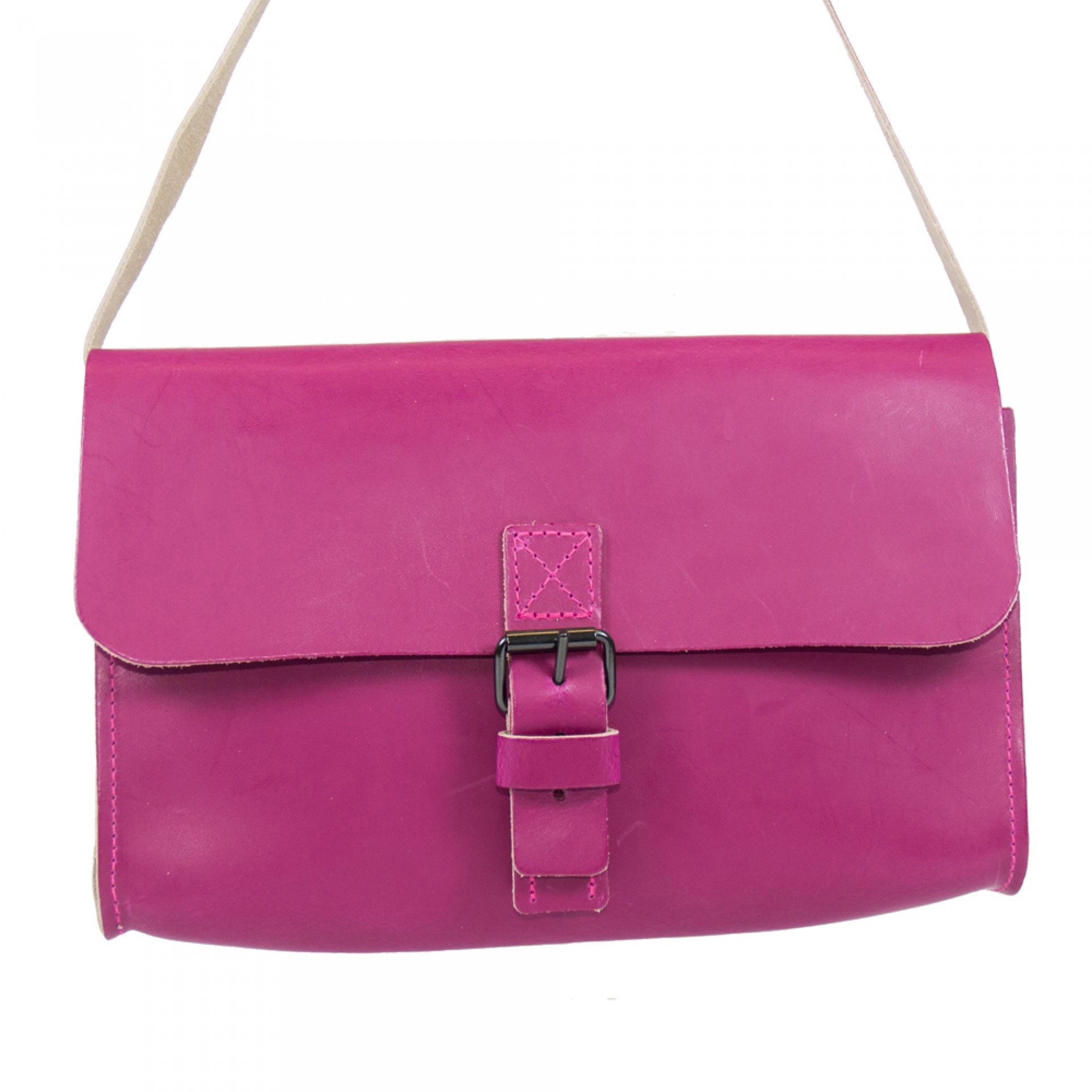 Leather Shoulder Bag Berry Red