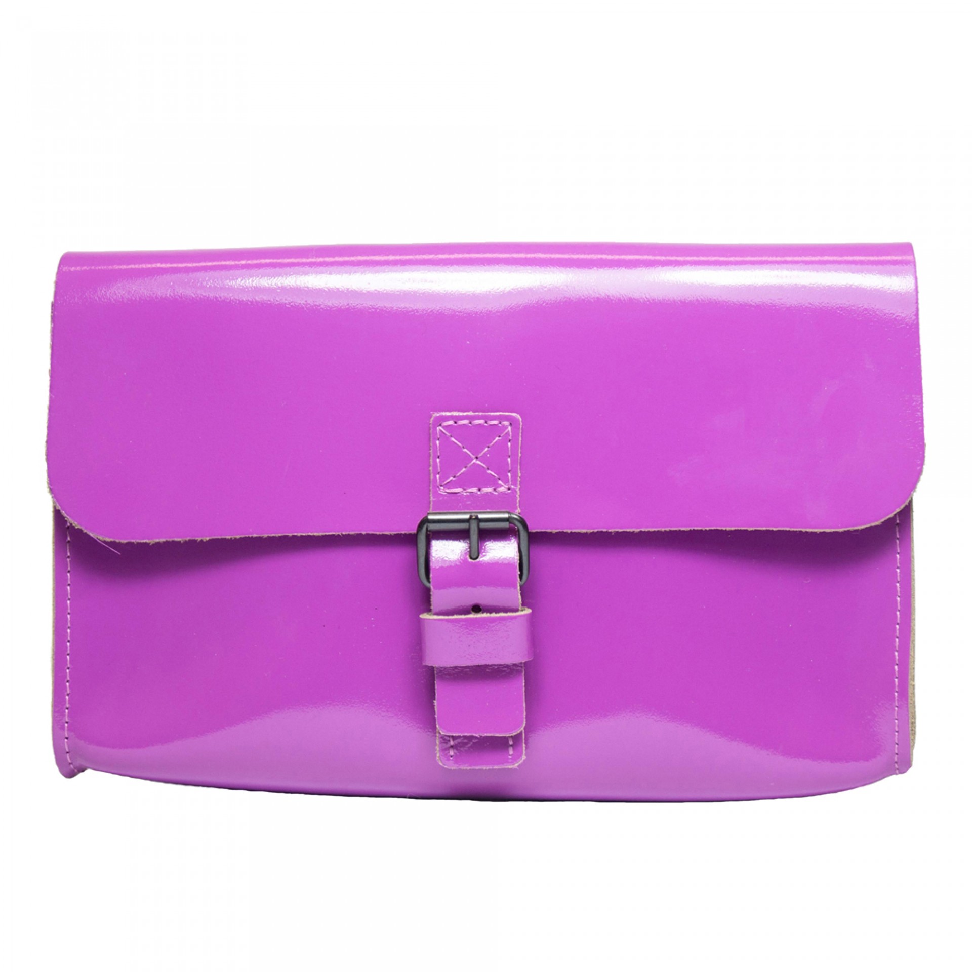 Leather Shoulder Bag Purple Patent
