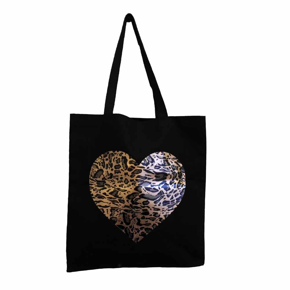 Leopard Print Heart Tote Bag