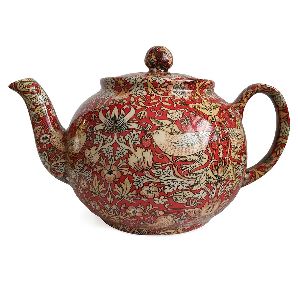 William Morris Strawberry Thief Red Large Teapot