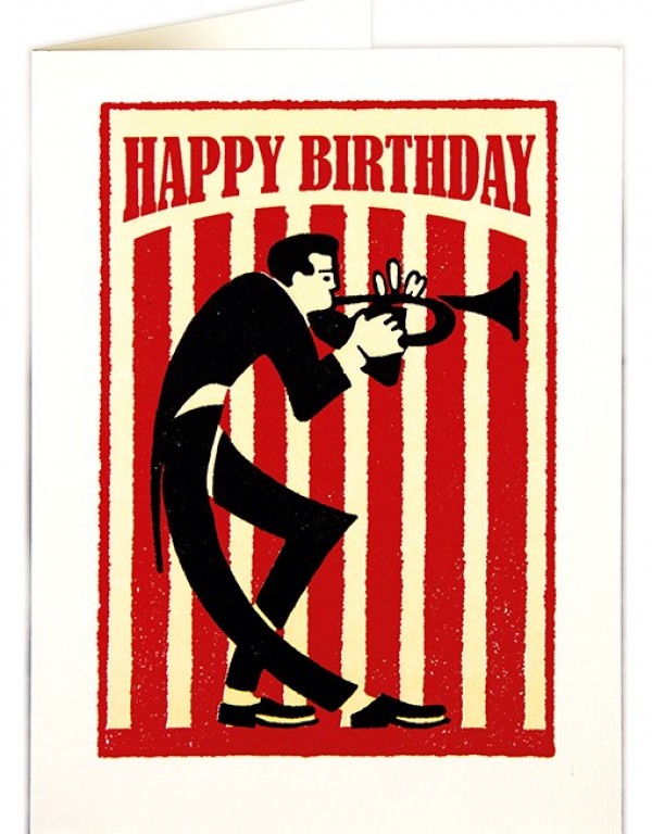 Stripey Trumpet Birthday Greeting Card