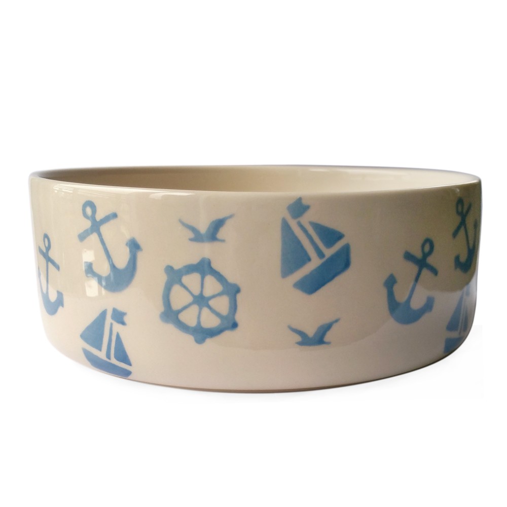 Blue Nautical Pet Bowl