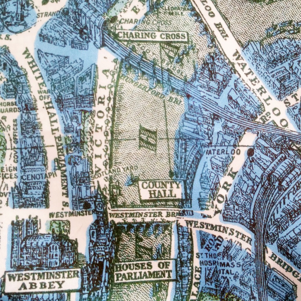 London Map Silk Scarf Blue